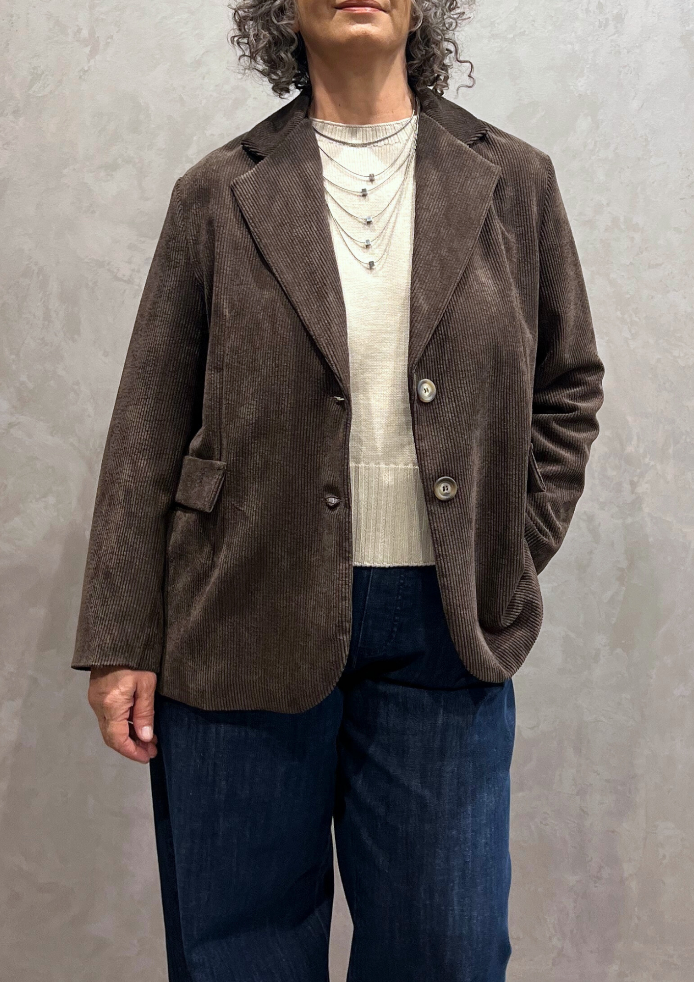 Giacca monopetto in velluto millerighe