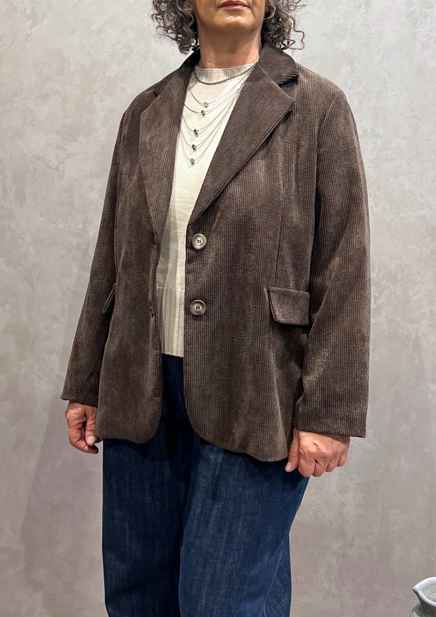 Giacca monopetto in velluto millerighe