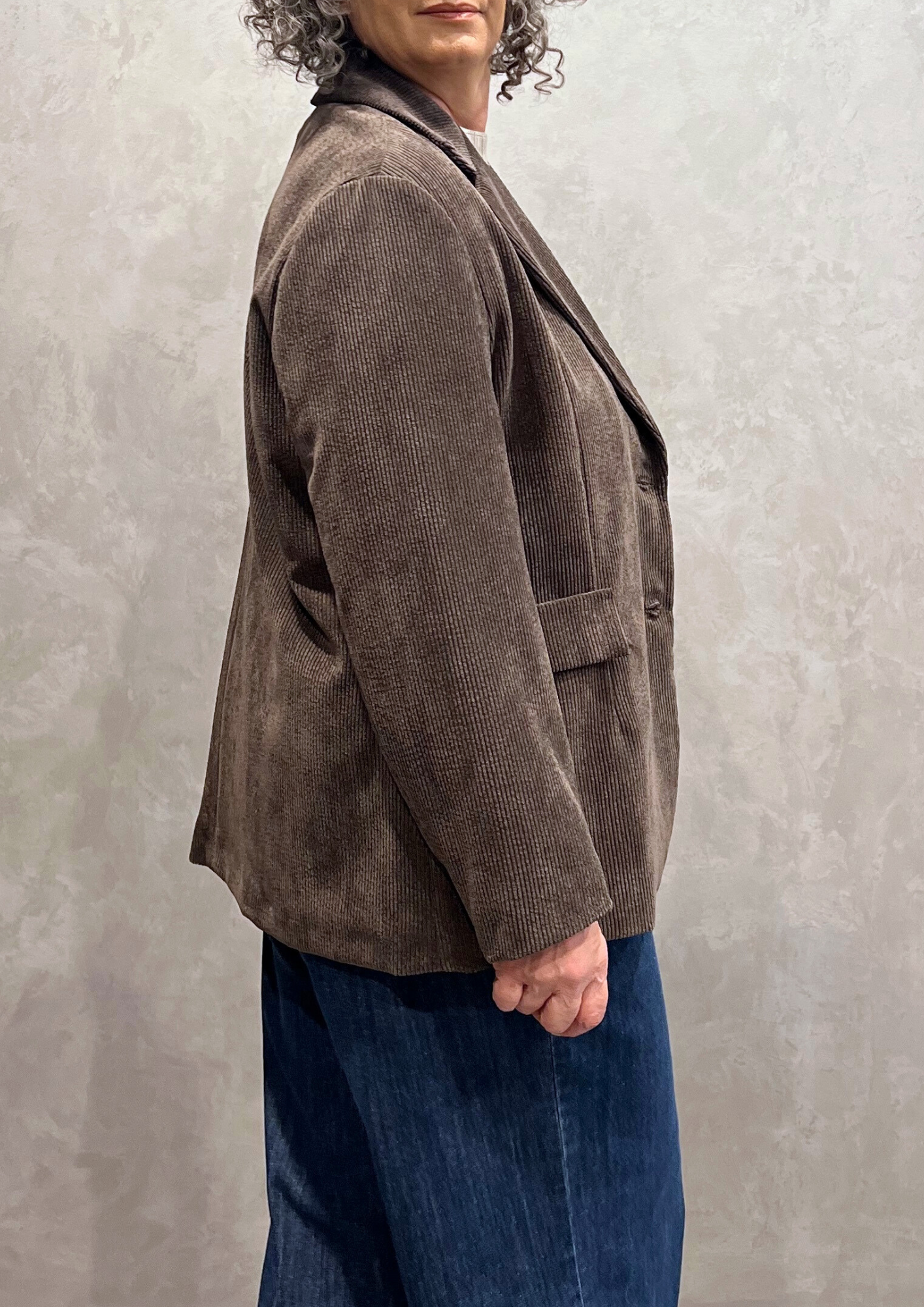 Giacca monopetto in velluto millerighe