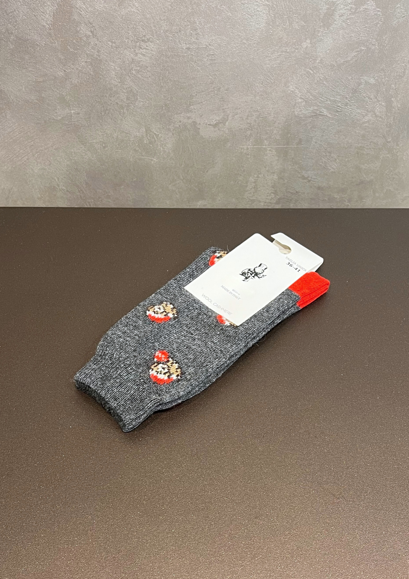 Calzino in lana-cashmere motivo cagnolino