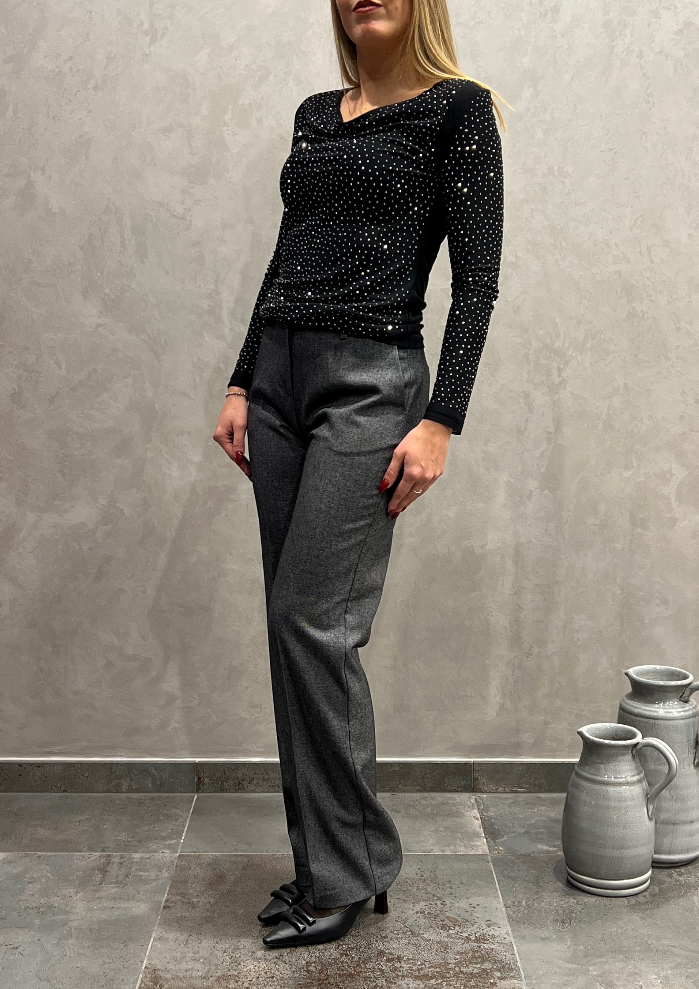 Pantalone sartoriale taglio dritto mélange