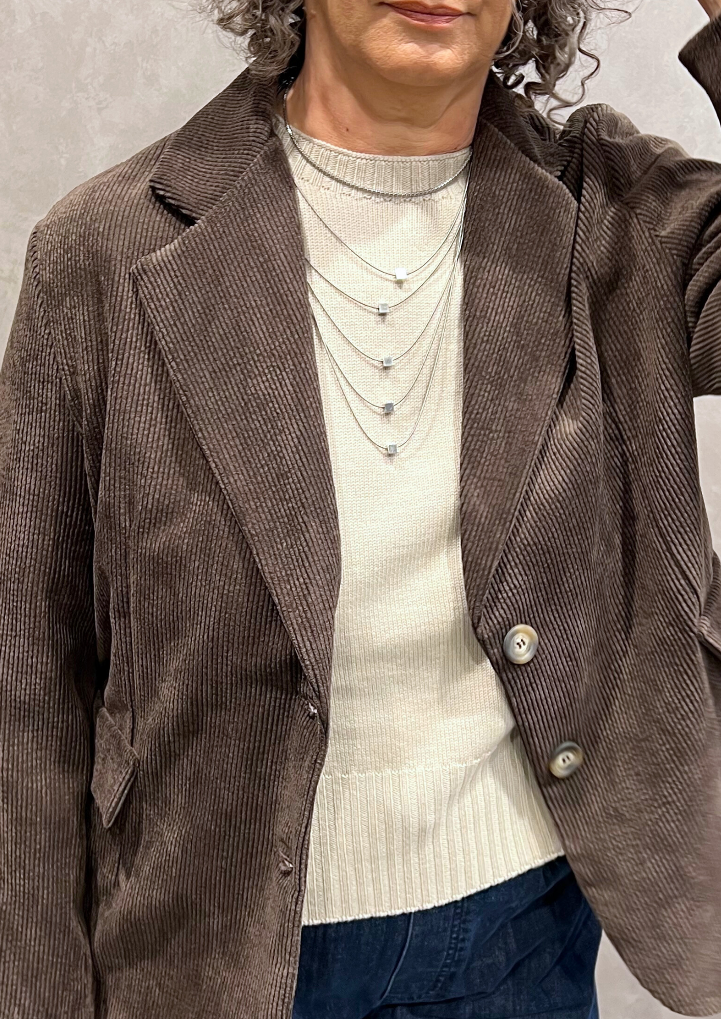 Giacca monopetto in velluto millerighe