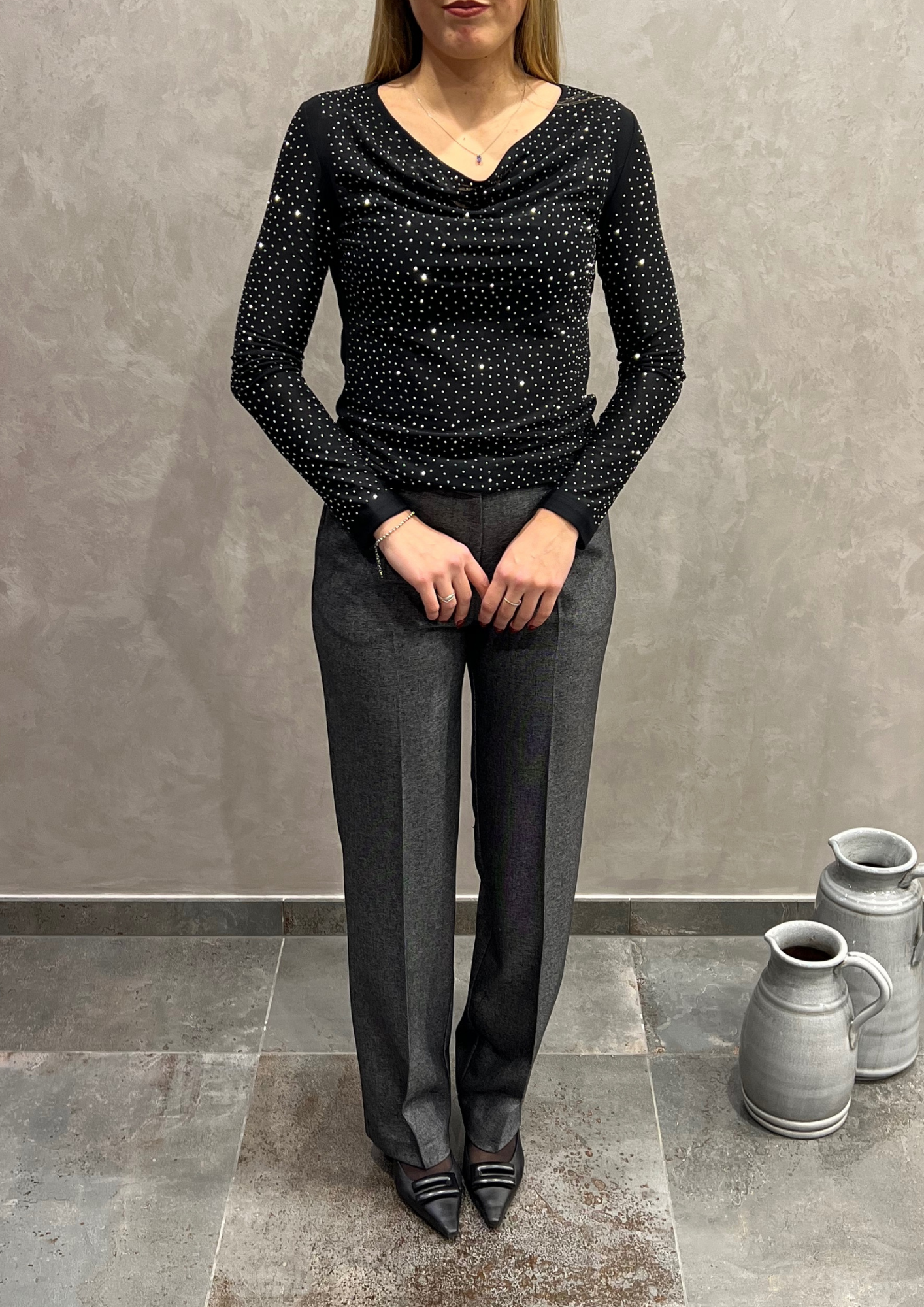 Pantalone sartoriale taglio dritto mélange