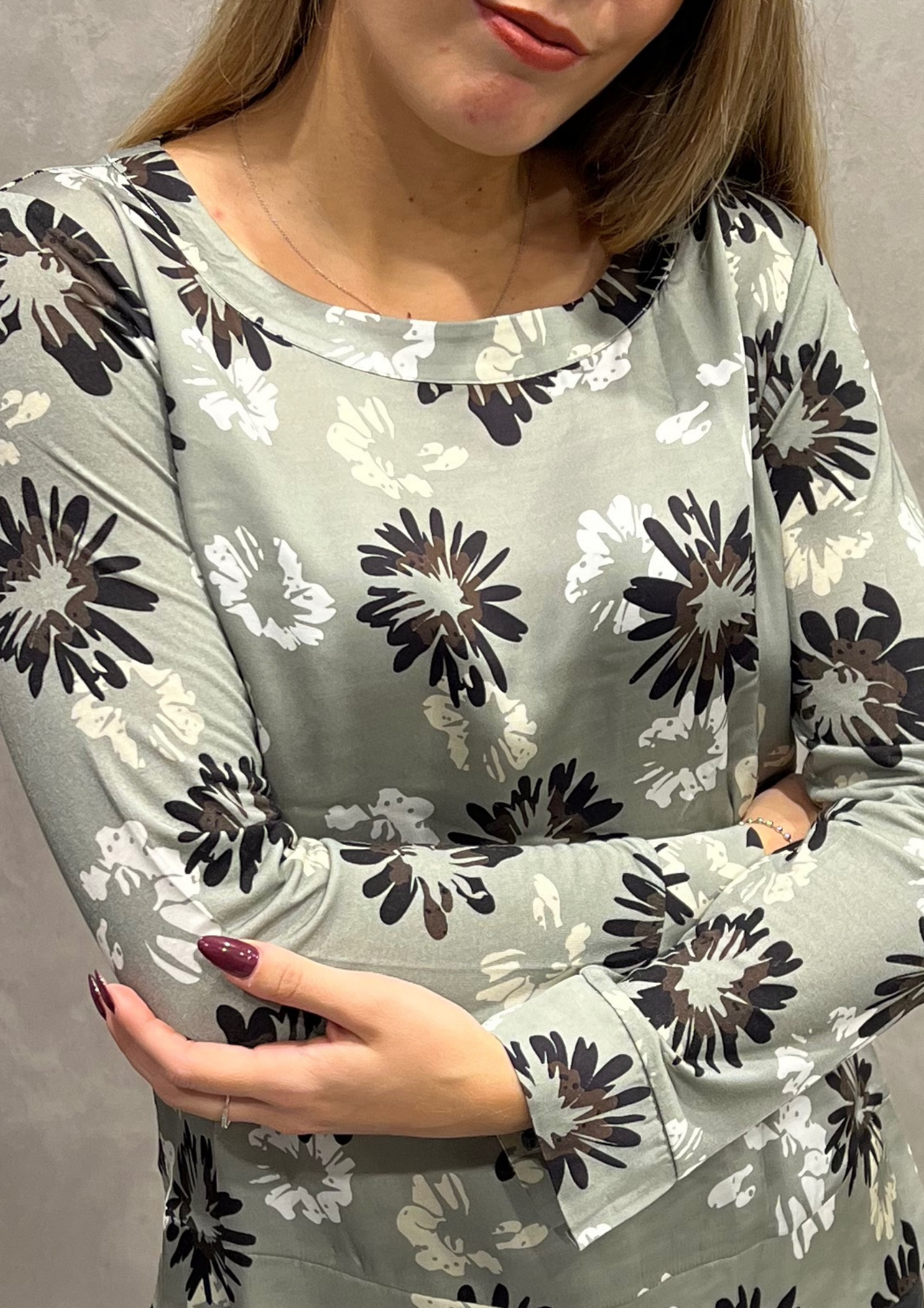 Blusa bimaterica in fantasia floreale