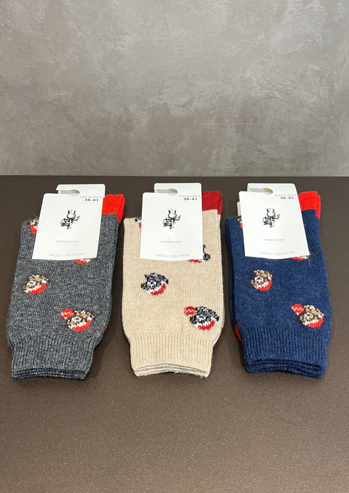 Calzino in lana-cashmere motivo cagnolino